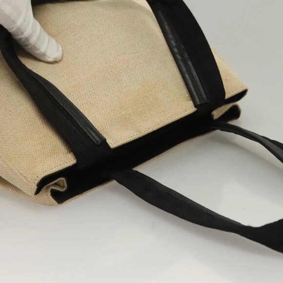 PRADA Sports Tote Bag Canvas Beige Black Auth bs27461 - Picture 7 of 16